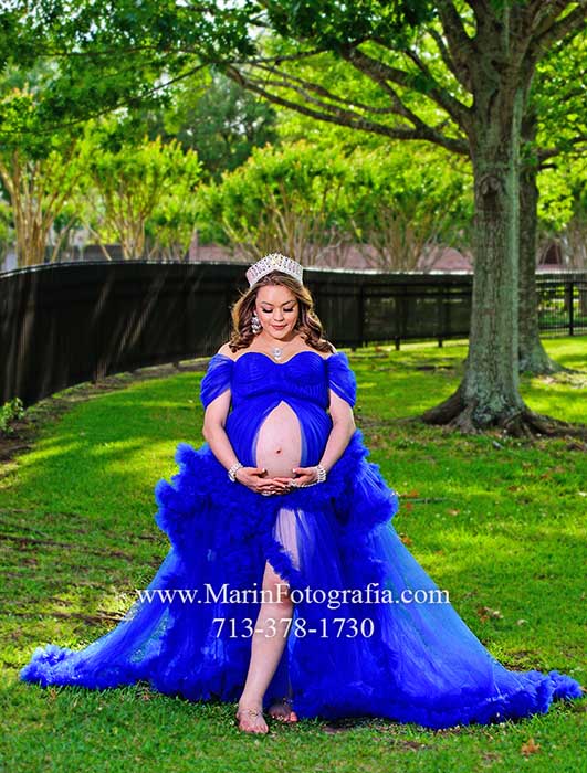 Renta Vestido Azul Embarazada Houston - Fotografia Video